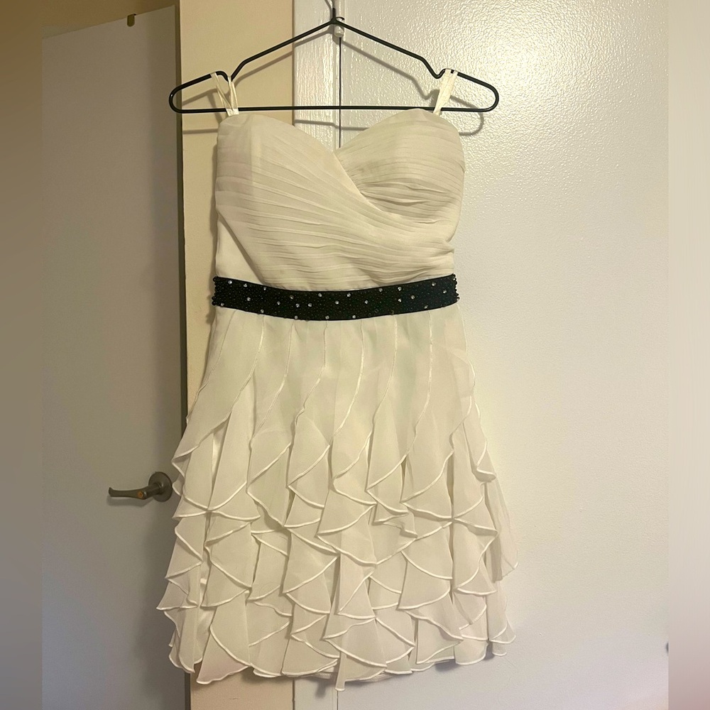 white dress with ruffles